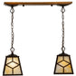 Meyda Lighting Diamond Craftsman 28" 2-Light Mahogany Bronze Island Pendant Light With Beige Shade Glass