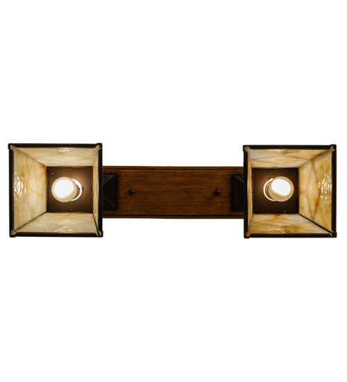 Meyda Lighting Diamond Craftsman 28" 2-Light Mahogany Bronze Island Pendant Light With Beige Shade Glass