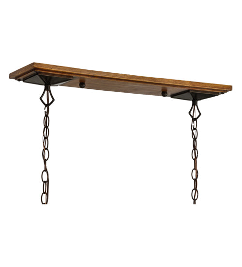 Meyda Lighting Diamond Craftsman 28" 2-Light Mahogany Bronze Island Pendant Light With Beige Shade Glass