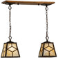 Meyda Lighting Diamond Craftsman 28" 2-Light Mahogany Bronze Island Pendant Light With Beige Shade Glass