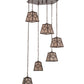 Meyda Lighting Diamond Craftsman 32" 6-Light Cafe Noir Cascading Pendant Light With Silver Mica Shade Glass