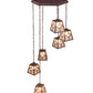 Meyda Lighting Diamond Craftsman 32" 6-Light Cafe Noir Cascading Pendant Light With Silver Mica Shade Glass