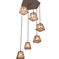 Meyda Lighting Diamond Craftsman 32" 6-Light Cafe Noir Cascading Pendant Light With Silver Mica Shade Glass