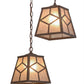 Meyda Lighting Diamond Craftsman 32" 6-Light Cafe Noir Cascading Pendant Light With Silver Mica Shade Glass