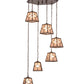Meyda Lighting Diamond Craftsman 32" 6-Light Cafe Noir Cascading Pendant Light With Silver Mica Shade Glass