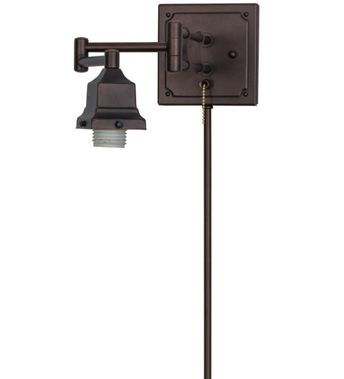 Meyda Lighting Diamond Craftsman 5-13" Mahogany Bronze Adjustable Swing Arm Wall Sconce With Amber Mica Shade Glass