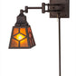 Meyda Lighting Diamond Craftsman 5-13" Mahogany Bronze Adjustable Swing Arm Wall Sconce With Amber Mica Shade Glass