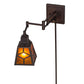 Meyda Lighting Diamond Craftsman 5-13" Mahogany Bronze Adjustable Swing Arm Wall Sconce With Amber Mica Shade Glass