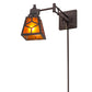 Meyda Lighting Diamond Craftsman 5-13" Mahogany Bronze Adjustable Swing Arm Wall Sconce With Amber Mica Shade Glass