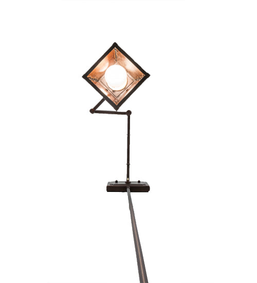 Meyda Lighting Diamond Craftsman 5-13" Mahogany Bronze Adjustable Swing Arm Wall Sconce With Amber Mica Shade Glass