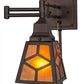 Meyda Lighting Diamond Craftsman 5-13" Mahogany Bronze Adjustable Swing Arm Wall Sconce With Amber Mica Shade Glass