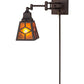 Meyda Lighting Diamond Craftsman 5-13" Mahogany Bronze Adjustable Swing Arm Wall Sconce With Amber Mica Shade Glass