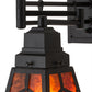 Meyda Lighting Diamond Craftsman 5-14" Textured Black Swing Arm Wall Sconce With Amber Mica Shade Glass