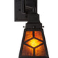 Meyda Lighting Diamond Craftsman 5-14" Textured Black Swing Arm Wall Sconce With Amber Mica Shade Glass