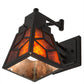 Meyda Lighting Diamond Craftsman 5-14" Textured Black Swing Arm Wall Sconce With Amber Mica Shade Glass