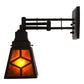 Meyda Lighting Diamond Craftsman 5-14" Textured Black Swing Arm Wall Sconce With Amber Mica Shade Glass