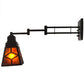 Meyda Lighting Diamond Craftsman 5-14" Textured Black Swing Arm Wall Sconce With Amber Mica Shade Glass