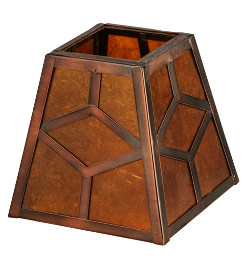 Meyda Lighting Diamond Craftsman 7" Mahogany Bronze Frame With Amber Mica Shade Glass