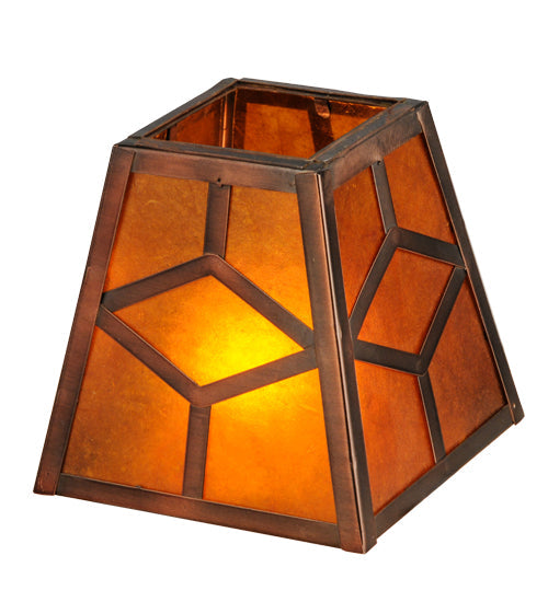 Meyda Lighting Diamond Craftsman 7" Mahogany Bronze Frame With Amber Mica Shade Glass