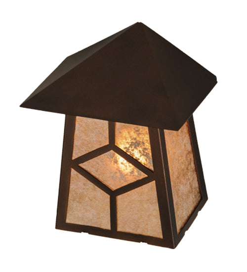 Meyda Lighting Diamond Craftsman 9" Mahogany Bronze Wall Sconce With Silver Mica Shade Glass