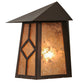 Meyda Lighting Diamond Craftsman 9" Mahogany Bronze Wall Sconce With Silver Mica Shade Glass