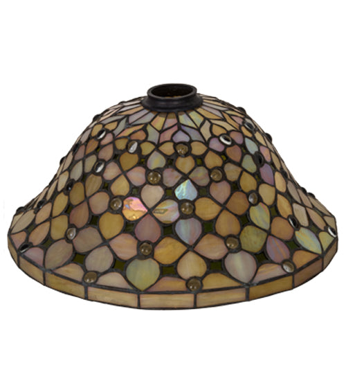 Meyda Lighting Diamond & Jewel 14" Beige Iridescent & Green Shade Glass