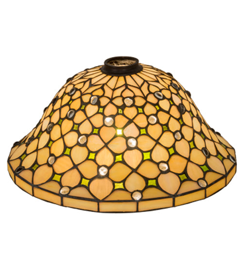 Meyda Lighting Diamond & Jewel 14" Beige Iridescent & Green Shade Glass