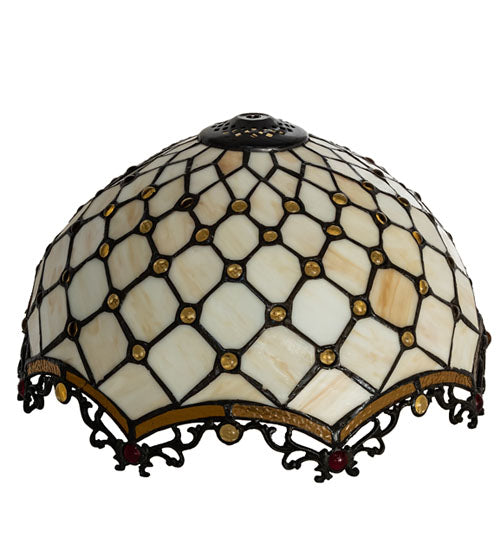 Meyda Lighting Diamond & Jewel 14" Beige and Honey Amber Shade Glass