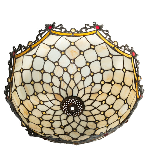 Meyda Lighting Diamond & Jewel 14" Beige and Honey Amber Shade Glass