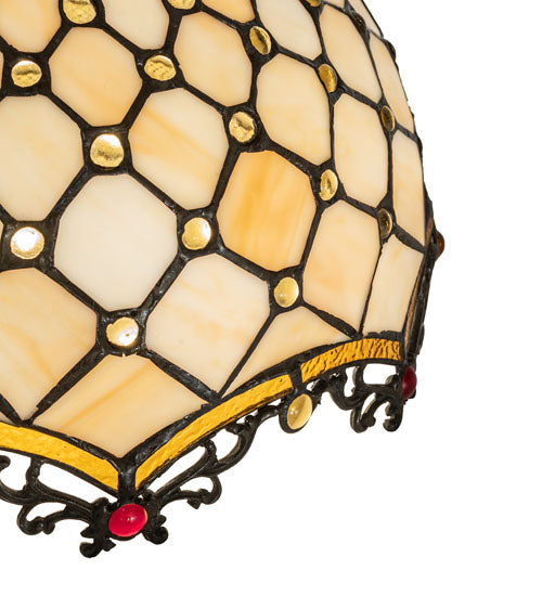 Meyda Lighting Diamond & Jewel 14" Beige and Honey Amber Shade Glass