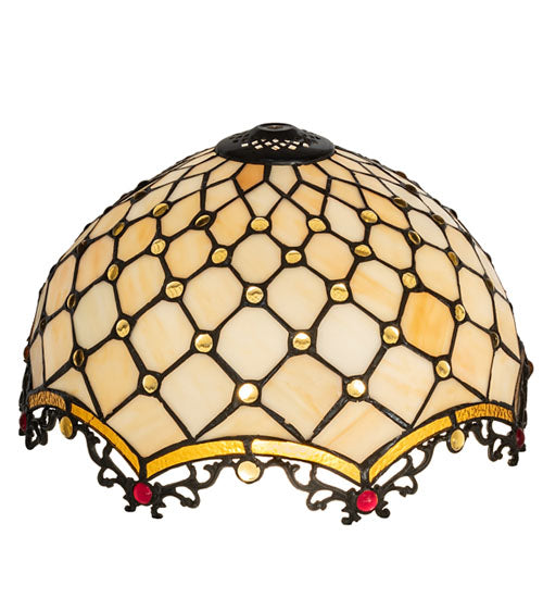Meyda Lighting Diamond & Jewel 14" Beige and Honey Amber Shade Glass