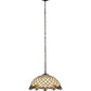 Meyda Lighting Diamond & Jewel 18" 3-Light Mahogany Bronze Pendant Light With Beige Shade Glass