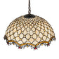 Meyda Lighting Diamond & Jewel 18" 3-Light Mahogany Bronze Pendant Light With Beige Shade Glass