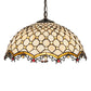 Meyda Lighting Diamond & Jewel 18" 3-Light Mahogany Bronze Pendant Light With Beige Shade Glass