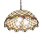 Meyda Lighting Diamond & Jewel 18" 3-Light Mahogany Bronze Pendant Light With Beige Shade Glass
