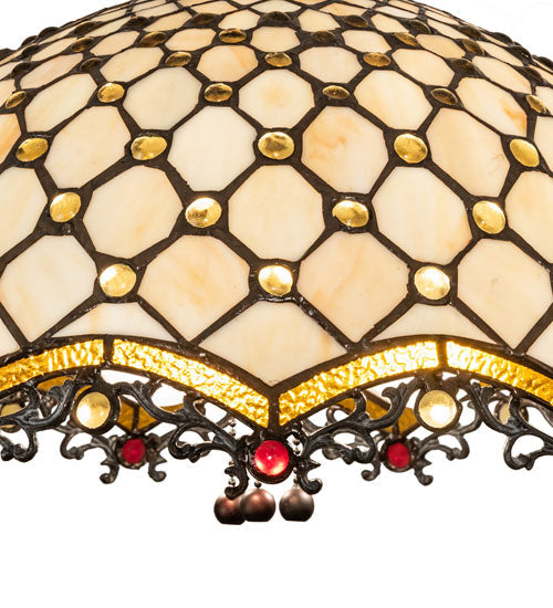 Meyda Lighting Diamond & Jewel 18" 3-Light Mahogany Bronze Pendant Light With Beige Shade Glass
