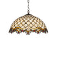 Meyda Lighting Diamond & Jewel 18" 3-Light Mahogany Bronze Pendant Light With Beige Shade Glass