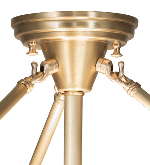 Meyda Lighting Diamond & Jewel 18" 4-Light Brushed Brass Semi-flush Mount Light With Clear & Green Shade Glass