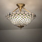 Meyda Lighting Diamond & Jewel 18" 4-Light Brushed Brass Semi-flush Mount Light With Clear & Green Shade Glass