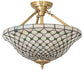 Meyda Lighting Diamond & Jewel 18" 4-Light Brushed Brass Semi-flush Mount Light With Clear & Green Shade Glass