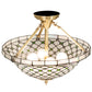Meyda Lighting Diamond & Jewel 18" 4-Light Brushed Brass Semi-flush Mount Light With Clear & Green Shade Glass