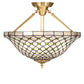 Meyda Lighting Diamond & Jewel 18" 4-Light Brushed Brass Semi-flush Mount Light With Clear & Green Shade Glass