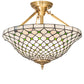 Meyda Lighting Diamond & Jewel 18" 4-Light Brushed Brass Semi-flush Mount Light With Clear & Green Shade Glass