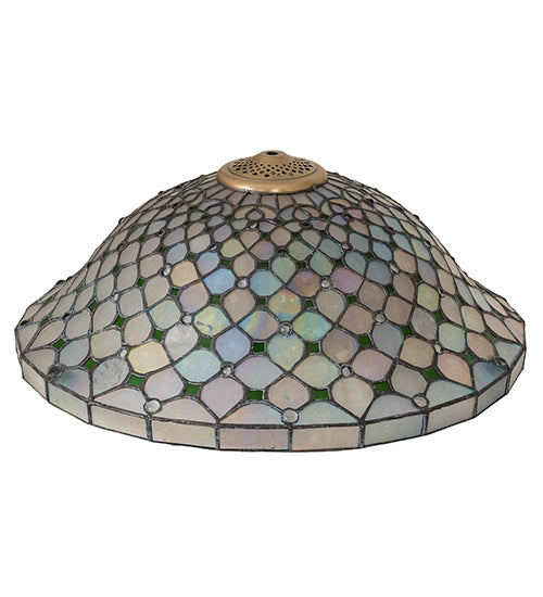 Meyda Lighting Diamond & Jewel 18" Brushed Brass Frame With Green & Clear Stained Shade Glass