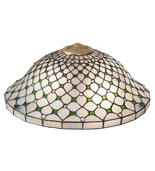 Meyda Lighting Diamond & Jewel 18" Brushed Brass Frame With Green & Clear Stained Shade Glass