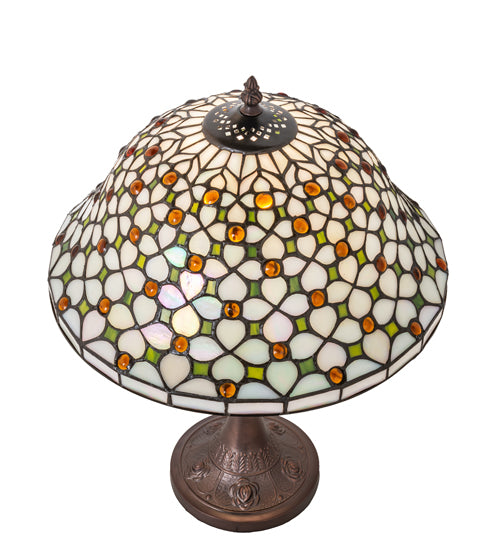 Meyda Lighting Diamond & Jewel 18" Mahogany Bronze Table Lamp With Multi-Colored Stained Shade Glass