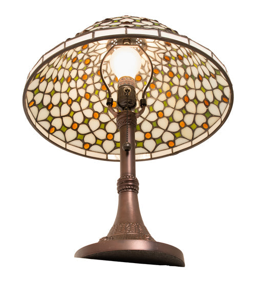 Meyda Lighting Diamond & Jewel 18" Mahogany Bronze Table Lamp With Multi-Colored Stained Shade Glass