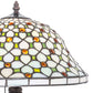 Meyda Lighting Diamond & Jewel 18" Mahogany Bronze Table Lamp With Multi-Colored Stained Shade Glass