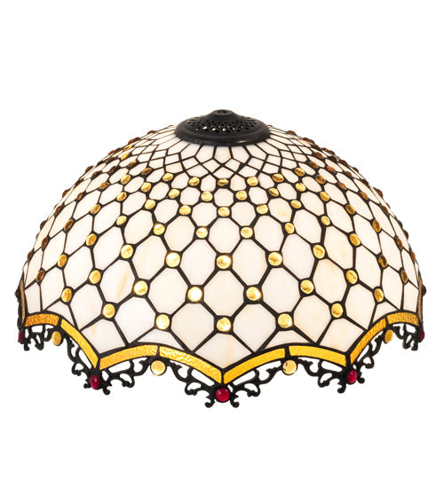 Meyda Lighting Diamond & Jewel 18"W x 9"H Iridized Ivory and Ivy Green Shade Glass