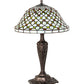 Meyda Lighting Diamond & Jewel 22" Mahogany Bronze Table Lamp With Multi-Colored Stained Shade Glass
